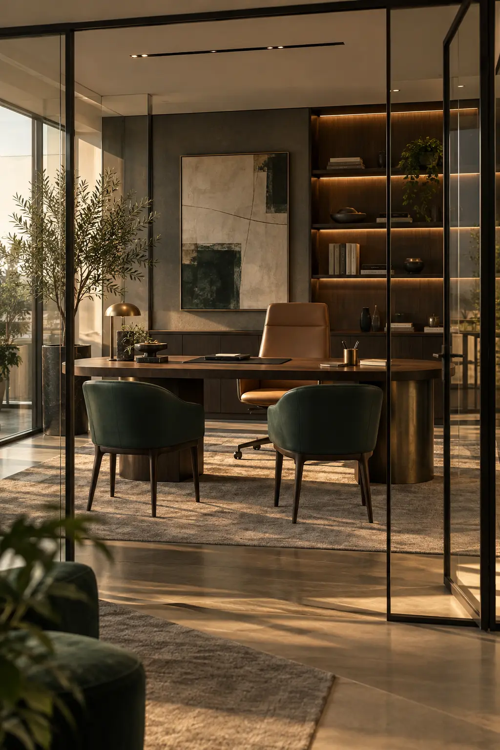 Ufficio contemporaneo The Harbour con pareti vetrate e luce naturale